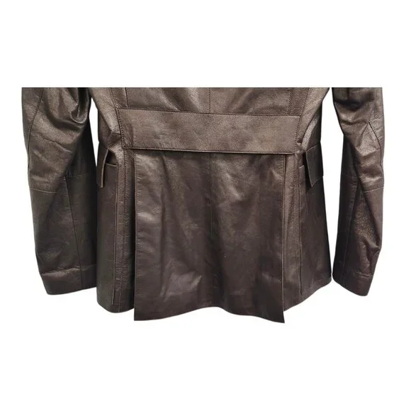 Akris Bergdorf Goodman Brown Lambskin Leather Blazer Jacket Tailored Snap Front - Picture 10 of 16